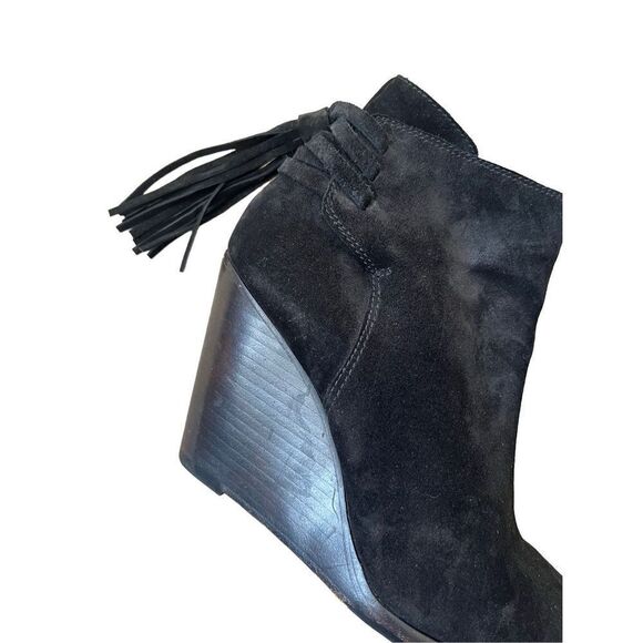 Frye Black Wedge Zip Up Ankle Boots size 8 M  Suede Cece - Picture 8 of 13